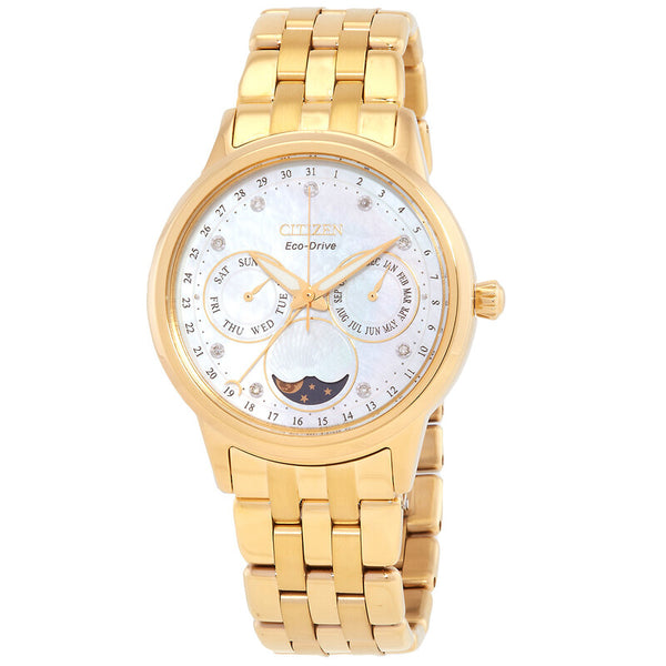 CITIZEN Calendrier Moon Phase Diamond White Mother of Pearl Dial Ladies Watch