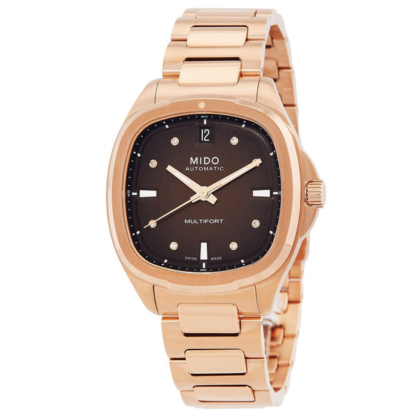 Mido Multifort TV Automatic Diamond Brown Dial Ladies Watch