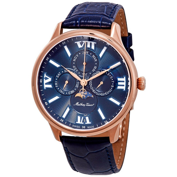 Mathey Tissot Edmond Moon Phase Blue Dial Men's Watch