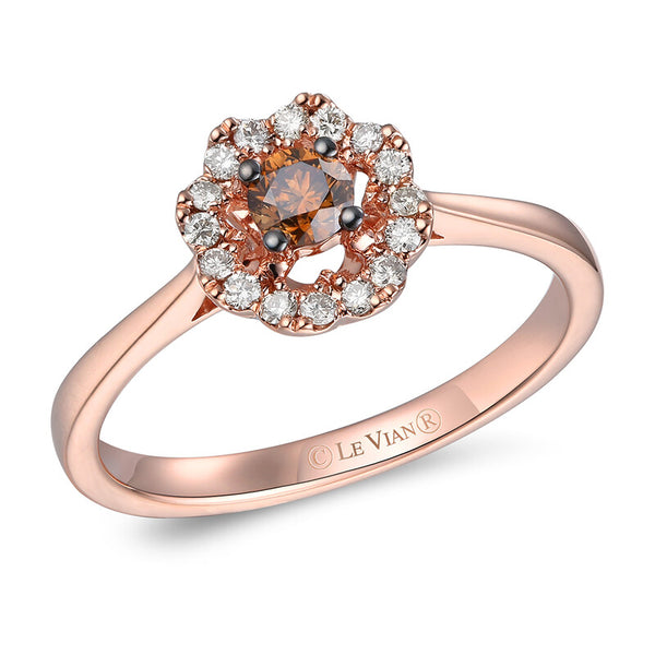 LE VIAN Chocolate Diamond Ring set in 14K Strawberry Gold