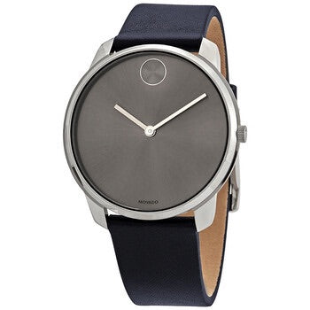 Movado Bold Quartz Grey Dial Blue Leather Men's Watch