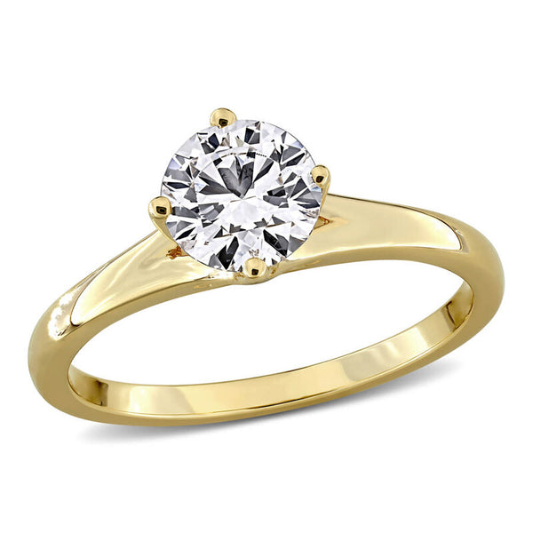1CT TW Lab-Grown Diamond Solitaire Engagement Ring in Yellow Plated Sterling Silver