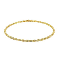 14k Yellow Gold Solid Diamond Cut Rope Bracelet (2.50 mm)