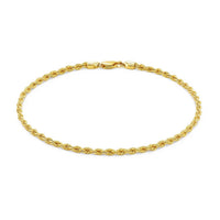 14k Yellow Gold Solid Diamond Cut Rope Bracelet (3.00 mm)