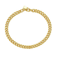 14K Yellow Gold Petite Faceted Cuban Link Chain Bracelet (4.50 mm)