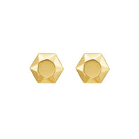 14K Yellow Gold Flat Back Hexagon Earrings