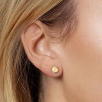 14K Yellow Gold Flat Back Hexagon Earrings