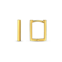 14k Yellow Gold Rectangle Huggie Hoops