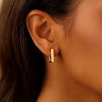 14k Yellow Gold Rectangle Huggie Hoops