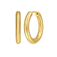 14K Yellow Gold Polished Round Hinged Hoop Earrings