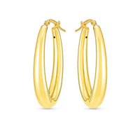14k Yellow Gold Elongated Oval Hoops