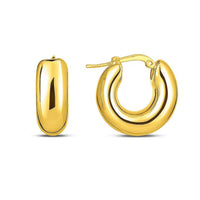 14k Yellow Gold Small Puffy Hoops