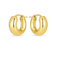 14k Yellow Gold Small Puffy Hoops