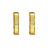 14K Yellow Gold Diamond Square Huggie Earrings