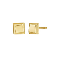 14K Yellow Gold Flat Back Square Earrings