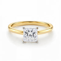 1 Carat Princess Lab Grown IGI G/VS1 Diamond Solitaire Ring in 14K Yellow Gold