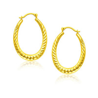 14k Yellow Gold Hoop Earrings with Textured Details
