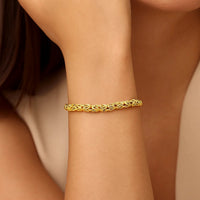 14k Yellow Gold Byzantine Link Shiny Bracelet (6.00 mm)