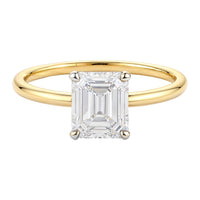 1 Carat Emerald Lab Grown IGI G/VS1 Diamond Solitaire Ring in 10K Yellow Gold