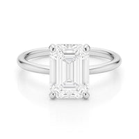 5 Carat Emerald Lab Grown IGI G/VS1 Diamond Solitaire Ring in 10K White Gold