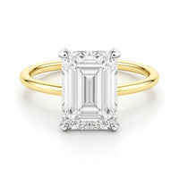 5 Carat Emerald Lab Grown IGI G/VS1 Diamond Solitaire Ring in 10K Yellow Gold
