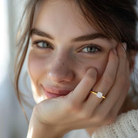 1 Carat Cushion Lab Grown IGI G/VS1 Diamond Solitaire Ring in 10K Yellow Gold