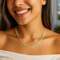 14k Two Tone Gold Pave Curb Chain (3.60 mm)