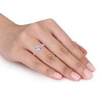 1 CT TGW Created White Sapphire and 1/10 CT TW Diamond Infinity Engagement Ring In 10K Rose Gold