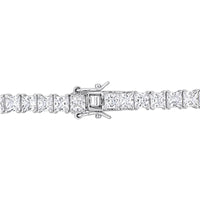 19 CT TGW Square Created White Sapphire Men's Tennis Bracelet in Sterling Silver