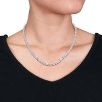 33 CT TGW Created White Sapphire Tennis Necklace In Sterling Silver