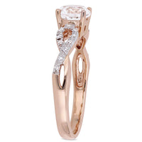 1 CT TGW Created White Sapphire and 1/10 CT TW Diamond Infinity Engagement Ring In 10K Rose Gold