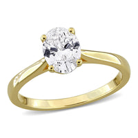 1CT TW Oval-Cut Lab-Grown Diamond Solitaire Engagement Ring with Side Accents in Yellow Plated Sterling Silver