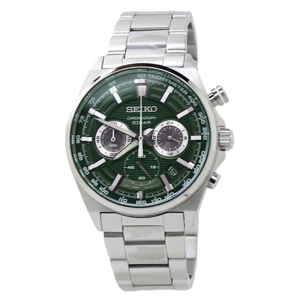SEIKO Chronograph Quartz Green Dial Stainless Steel Men's Watch