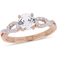 1 CT TGW Created White Sapphire and 1/10 CT TW Diamond Infinity Engagement Ring In 10K Rose Gold