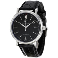 IWC Portofino Automatic Black Dial Black Leather Men's Watch