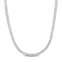 44 CT TGW Square Created White Sapphire Men's Tennis Necklace in Sterling Silver