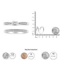 .925 Sterling Silver 1/3 Cttw Diamond Classic Engagement Ring Bridal Set with Milgrain