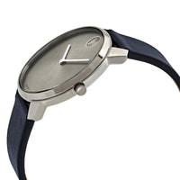 Movado Bold Quartz Grey Dial Blue Leather Men's Watch