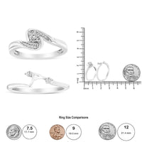 .925 Sterling Silver 1/3 Cttw Composite Diamond Frame Bypass Bridal Set Ring and Band (I-J Color, I2-I3 Clarity)