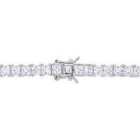 44 CT TGW Square Created White Sapphire Men's Tennis Necklace in Sterling Silver