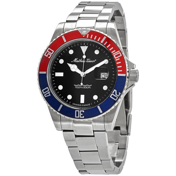 Mathey tissot Mathey Vintage Quartz Black Dial Pepsi Bezel Men's Watch