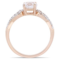 1 CT TGW Created White Sapphire and 1/10 CT TW Diamond Infinity Engagement Ring In 10K Rose Gold