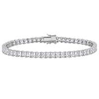 19 CT TGW Square Created White Sapphire Men's Tennis Bracelet in Sterling Silver