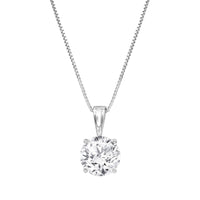 1 1/4 Carat, 14K White Gold 4 Prong Set Round-cut Lab Grown Diamond Solitaire Stud Pendant Necklace