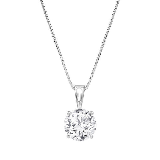 1 1/4 Carat, 14K White Gold 4 Prong Set Round-cut Lab Grown Diamond Solitaire Stud Pendant Necklace
