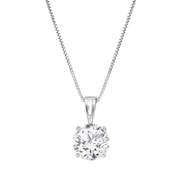1 1/4 Carat, 14K White Gold 4 Prong Set Round-cut Lab Grown Diamond Solitaire Stud Pendant Necklace